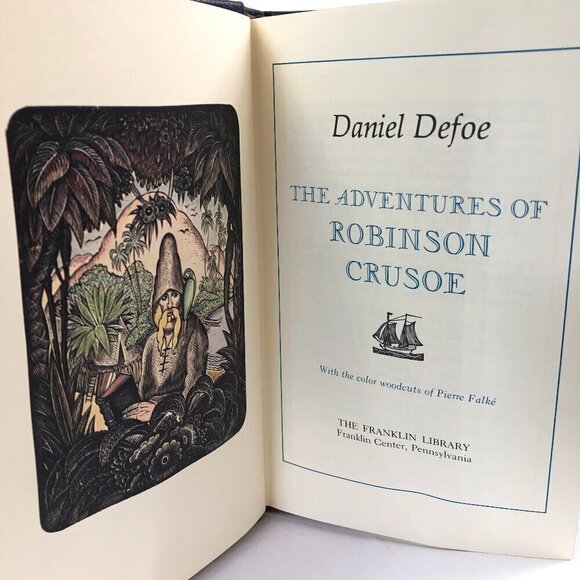 The Franklin Library Robinson Crusoe Novel By Daniel Defoe - Picture 4 of 8